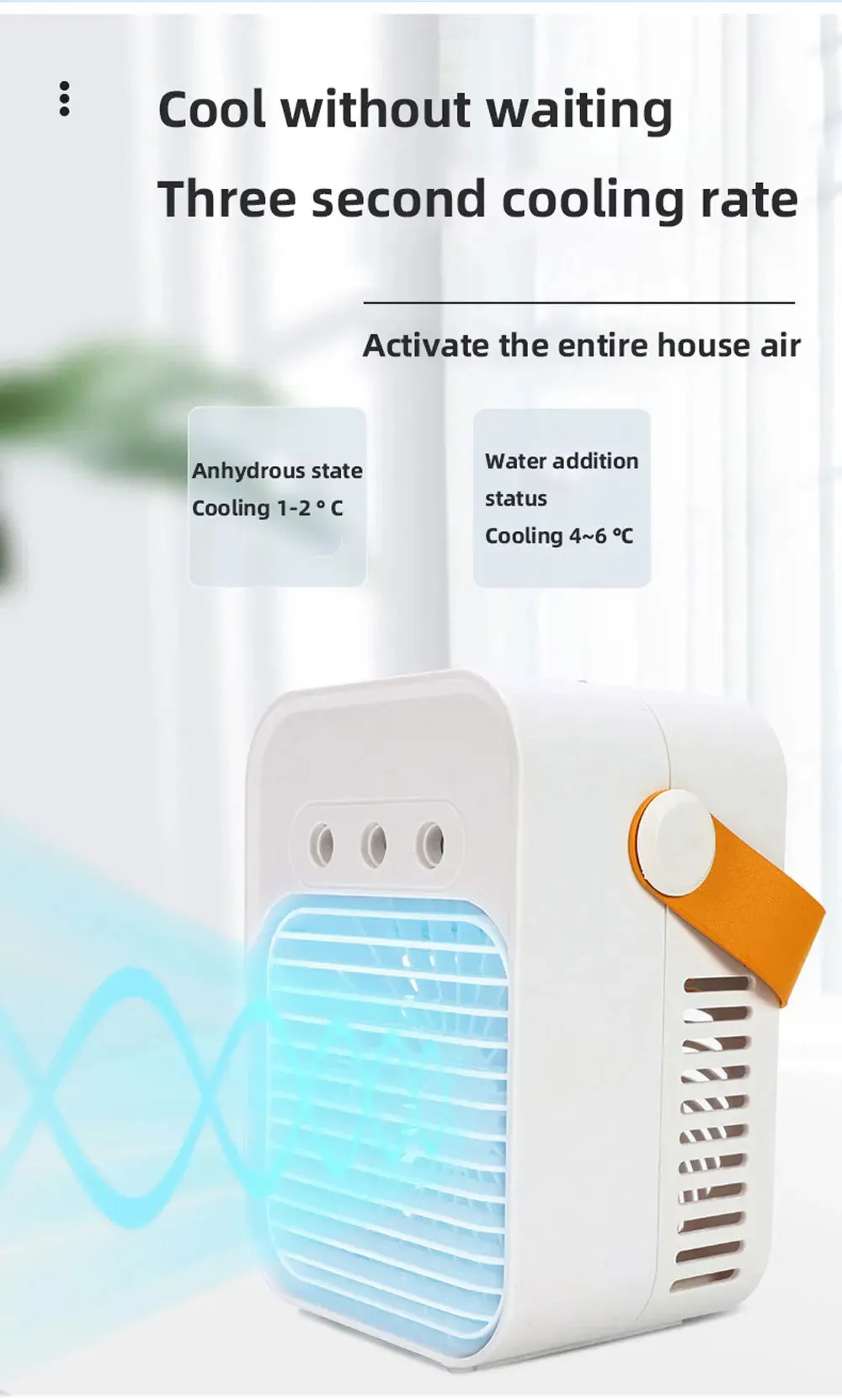 Mini Air Cooler – USB Rechargeable, Portable Fan with Spray Function – Wireless, Desktop, for Home, Room, Camping, and Outdoor Use
