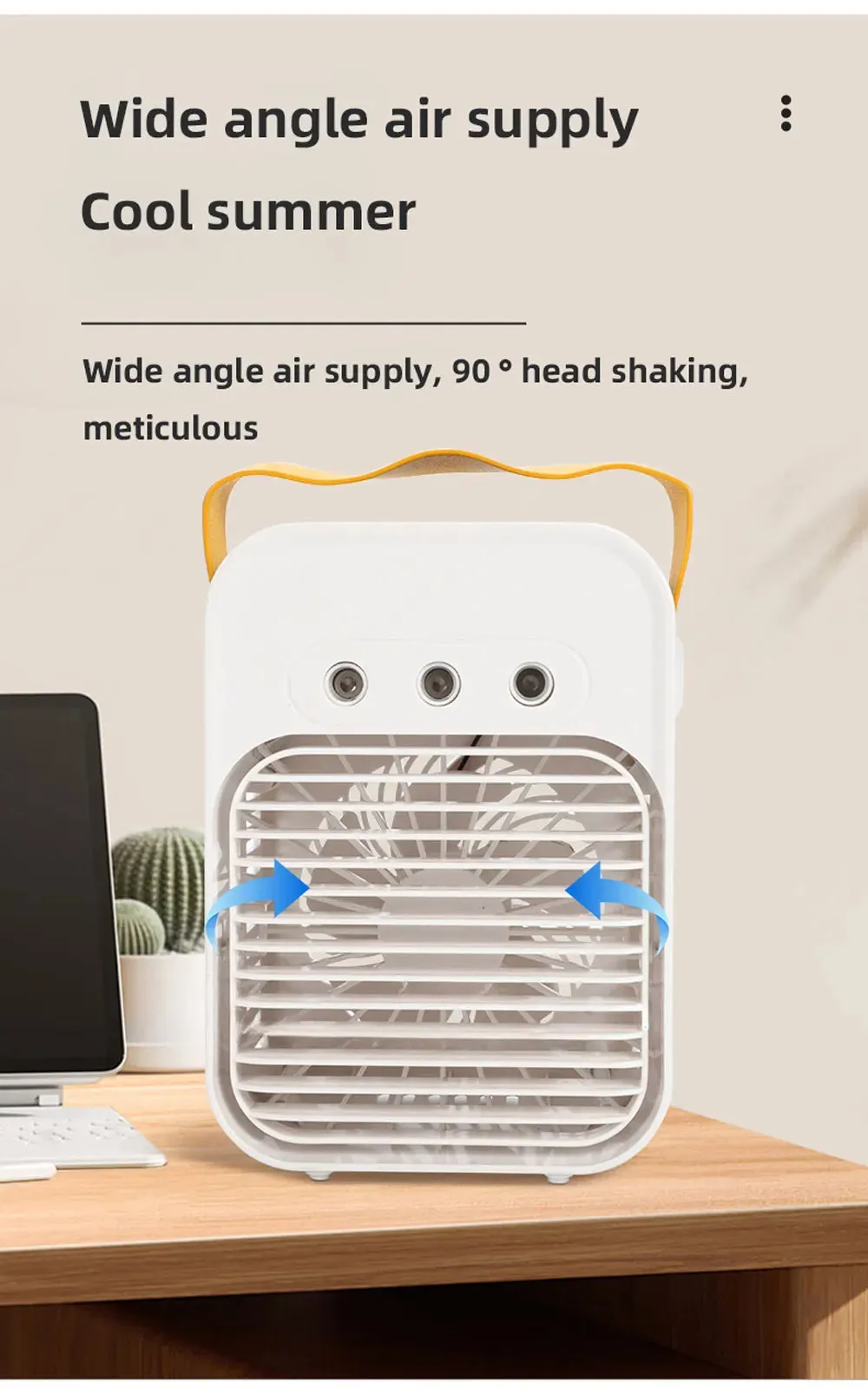 Mini Air Cooler – USB Rechargeable, Portable Fan with Spray Function – Wireless, Desktop, for Home, Room, Camping, and Outdoor Use