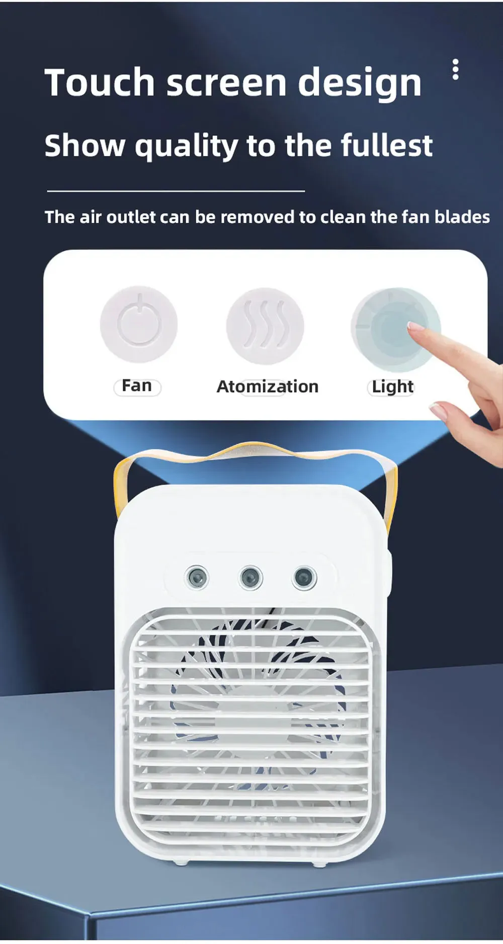 Mini Air Cooler – USB Rechargeable, Portable Fan with Spray Function – Wireless, Desktop, for Home, Room, Camping, and Outdoor Use