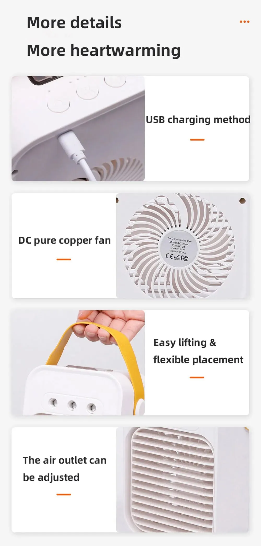 Mini Air Cooler – USB Rechargeable, Portable Fan with Spray Function – Wireless, Desktop, for Home, Room, Camping, and Outdoor Use