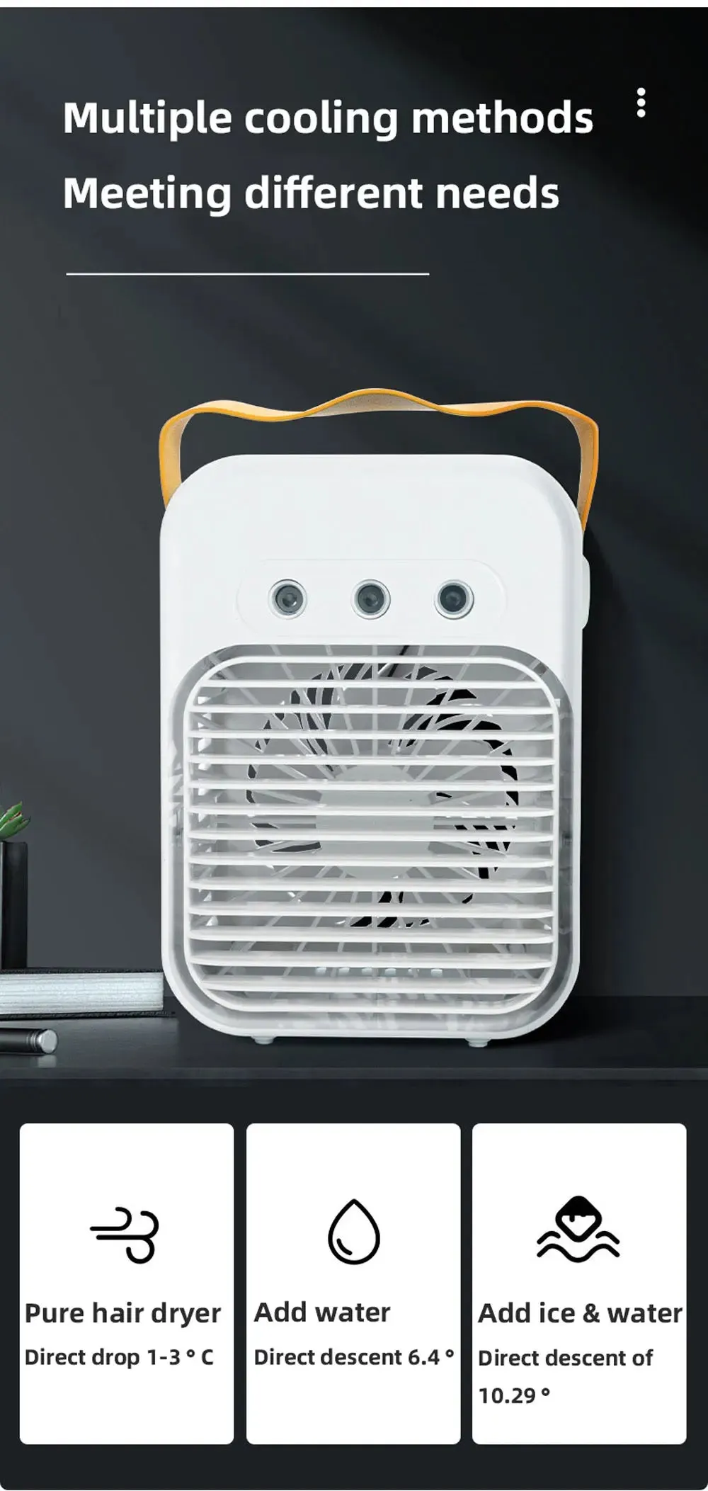 Mini Air Cooler – USB Rechargeable, Portable Fan with Spray Function – Wireless, Desktop, for Home, Room, Camping, and Outdoor Use