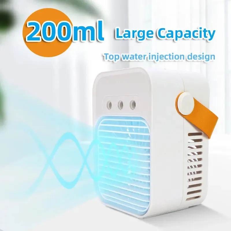 Mini Air Cooler – USB Rechargeable, Portable Fan with Spray Function – Wireless, Desktop, for Home, Room, Camping, and Outdoor Use