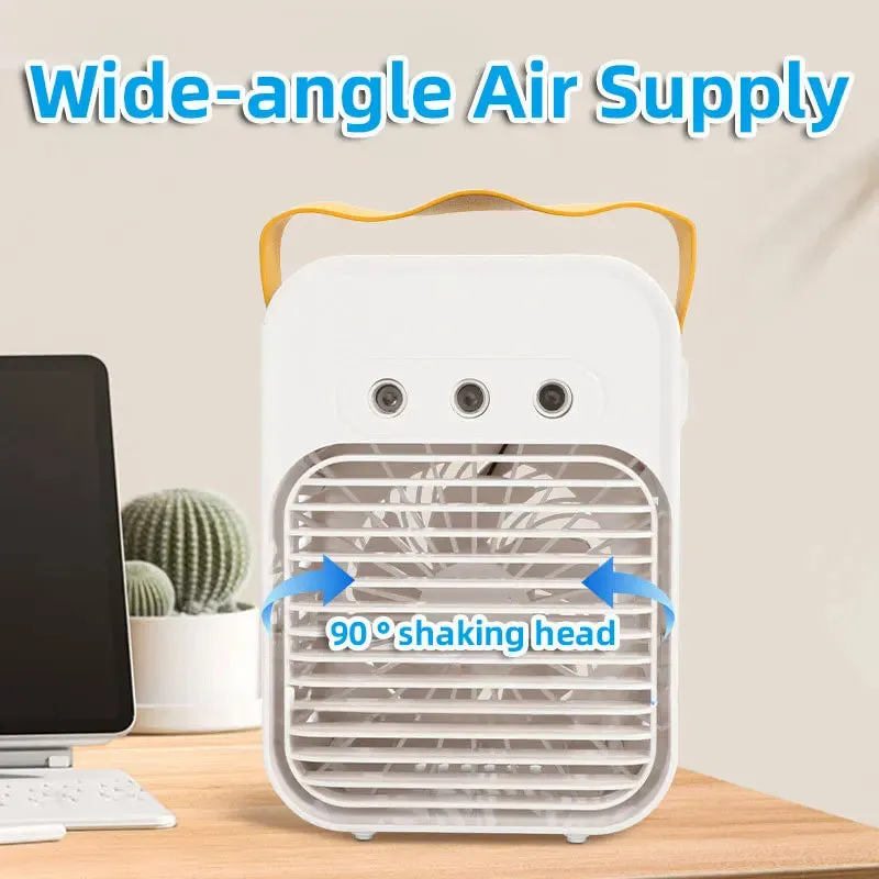 Mini Air Cooler – USB Rechargeable, Portable Fan with Spray Function – Wireless, Desktop, for Home, Room, Camping, and Outdoor Use