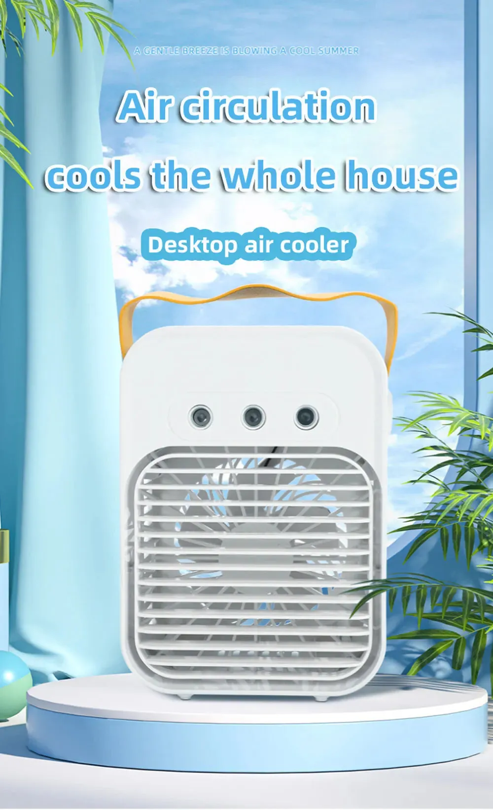 Mini Air Cooler – USB Rechargeable, Portable Fan with Spray Function – Wireless, Desktop, for Home, Room, Camping, and Outdoor Use
