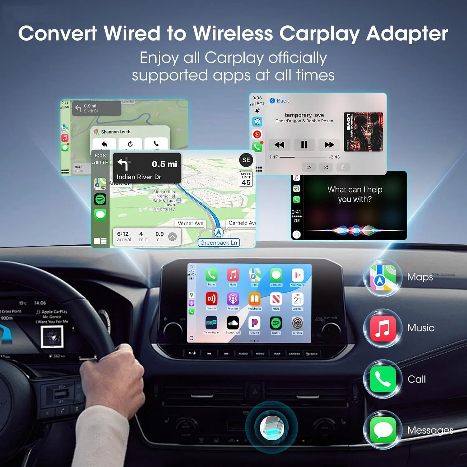 Mini Wireless Carplay Adapter for Apple iPhone,Plug and Play Easy Setup Automatic Reconnect,Convert Wired to Bluetooth Wireless Car Play Dongle,for Older Cars 2016  & iPhone iOS 10  (USB A) Grey01