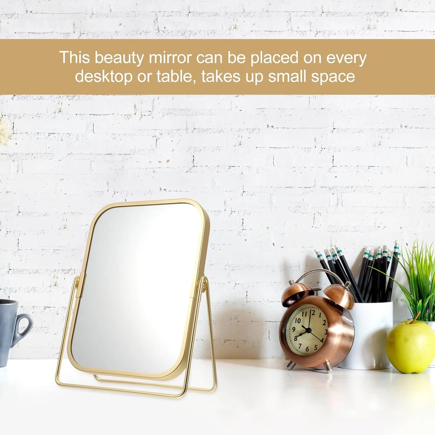Mipcase Makeup Mirror, 360 Degree Swivel Vanity Mirror Portable Table Make Up Mirror for Bedroom Bathroom