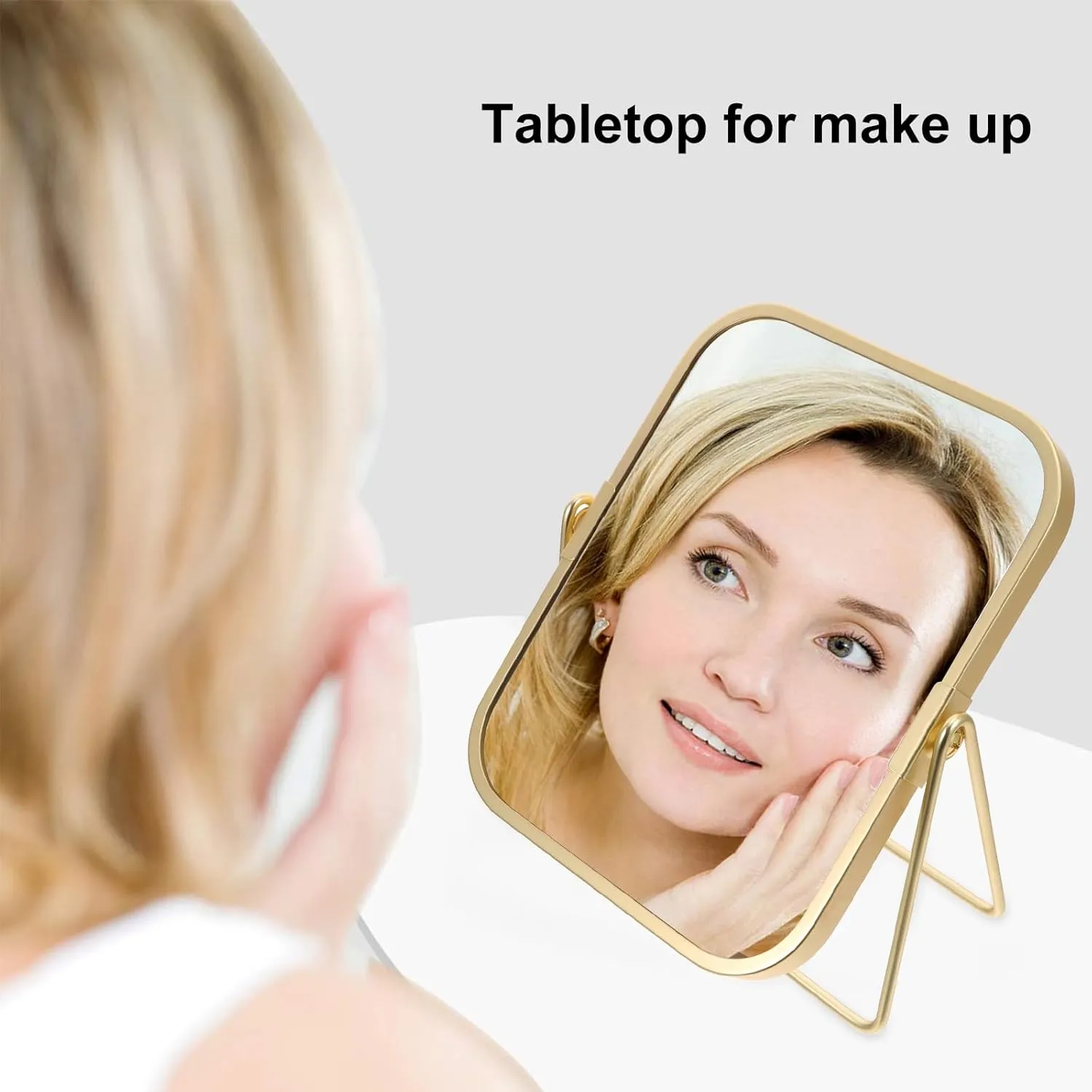 Mipcase Makeup Mirror, 360 Degree Swivel Vanity Mirror Portable Table Make Up Mirror for Bedroom Bathroom