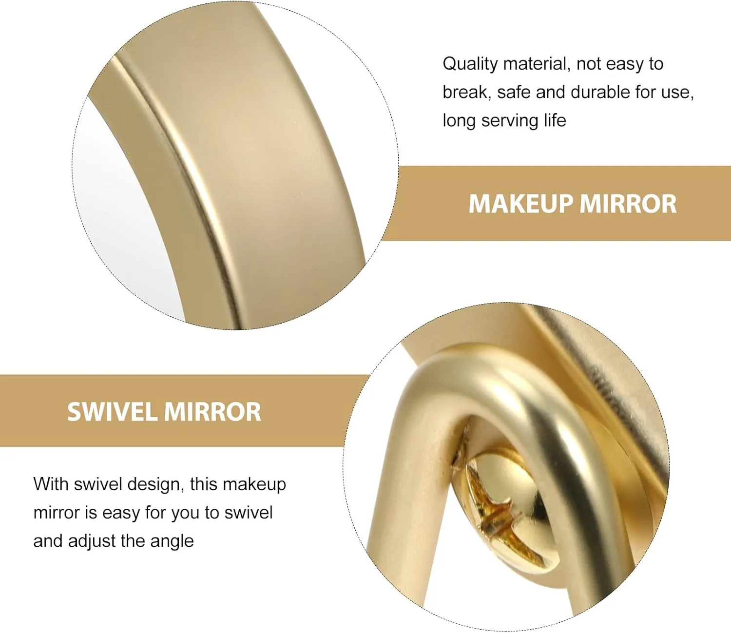 Mipcase Makeup Mirror, 360 Degree Swivel Vanity Mirror Portable Table Make Up Mirror for Bedroom Bathroom