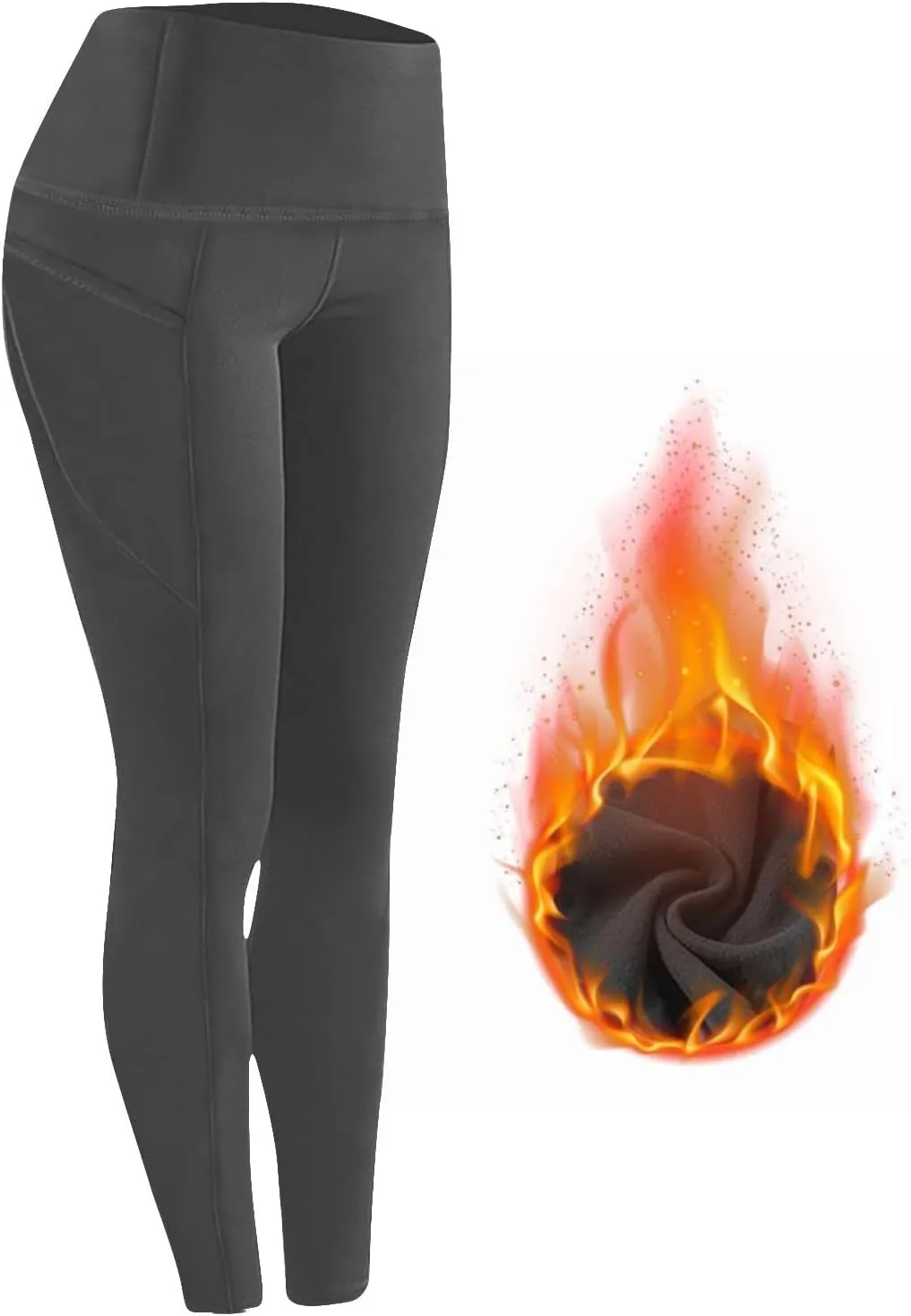 Miyaomn Women's Fleece Lined Yoga Leggings Tummy Control High Waisted Gym Pants Winter Thermal Warm Active Tights with Pocket