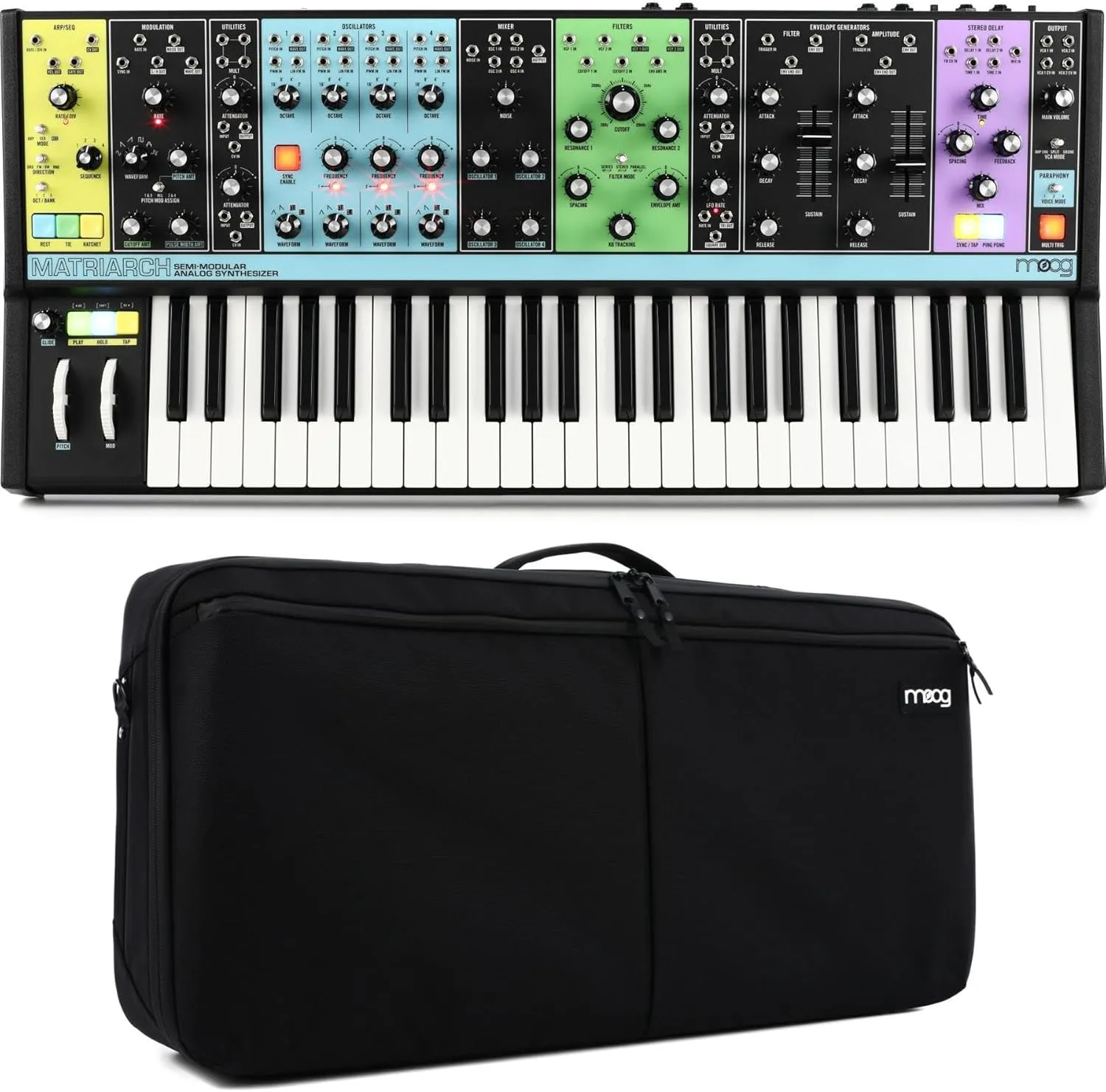 Moog Matriarch Semi-Modular Analog Synthesizer and Step Sequencer with Carry Case