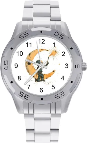 Moon Maintenance Welder Simple Stainless Steel Band Business Watch Dress Wrist Unique Luxury Work Casual Waterproof Watches