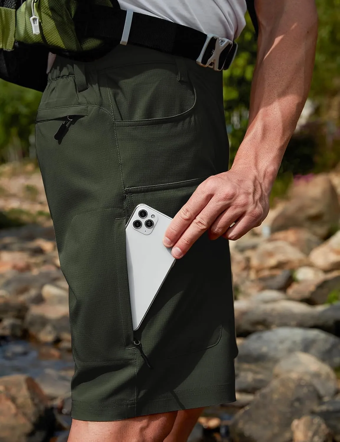 Moosehill Mens Cargo Hiking Shorts Lightweight Water Resistant for Casual Golf Work Tactical Fishing with 6 Pockets