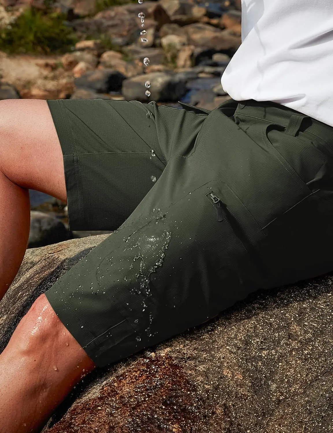 Moosehill Mens Cargo Hiking Shorts Lightweight Water Resistant for Casual Golf Work Tactical Fishing with 6 Pockets