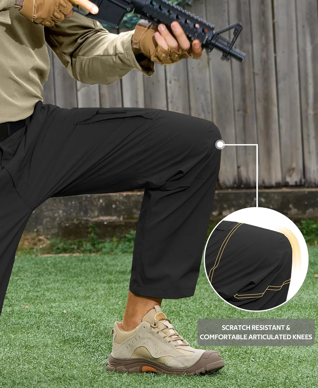 MOURCE Ripstop Tactical Pants for Men Stretch Breathable - Lightweight Quick Dry Mens Hiking Pants with 9 Pockets