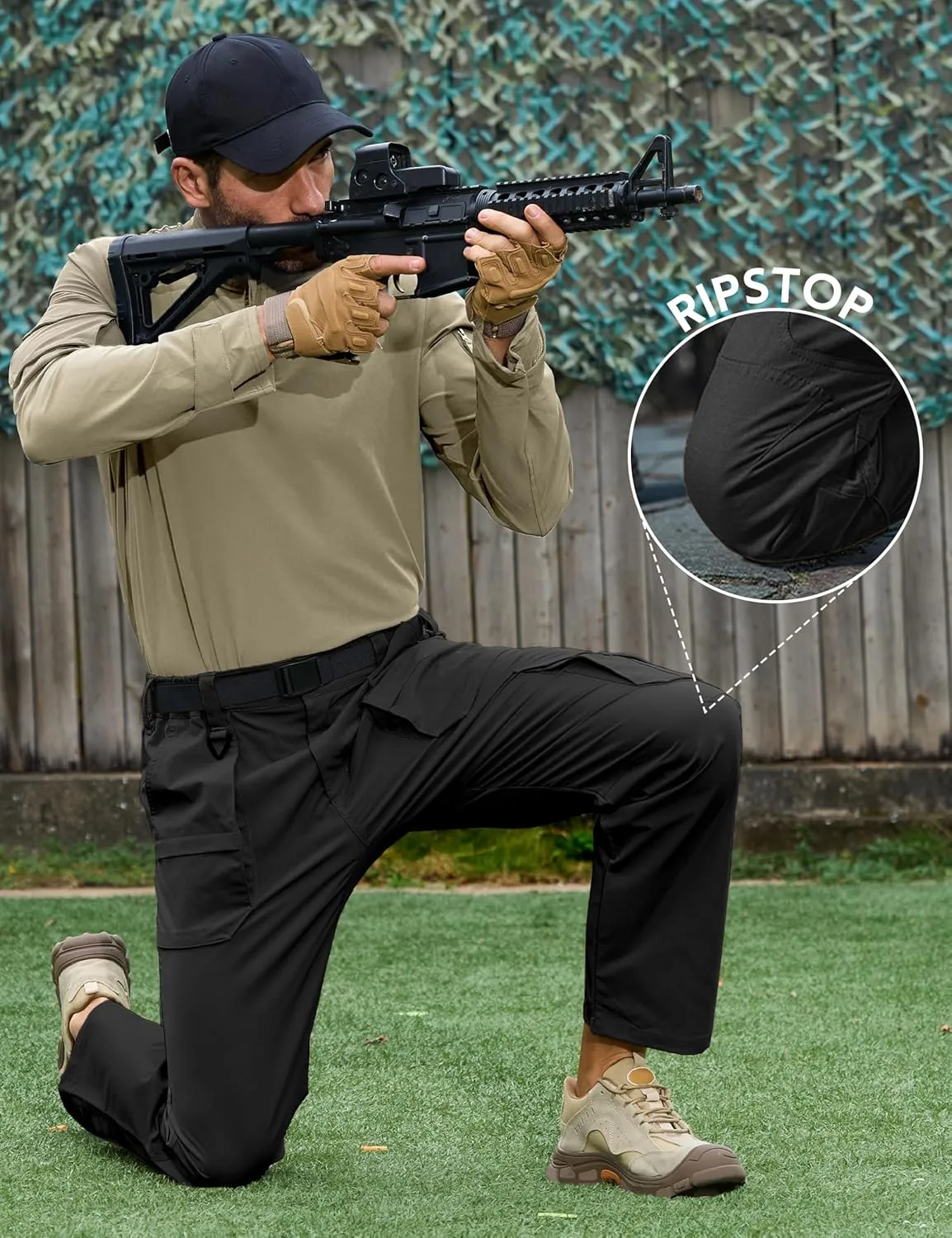 MOURCE Tactical Pants for Men Ripstop - Water Resistant Mens Work Pants Lightweight Quick Dry with 9 Pockets