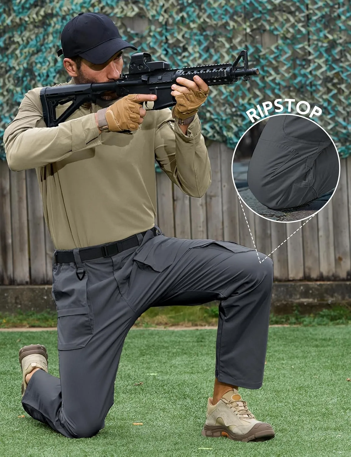 MOURCE Tactical Pants for Men Ripstop - Water Resistant Mens Work Pants Lightweight Quick Dry with 9 Pockets