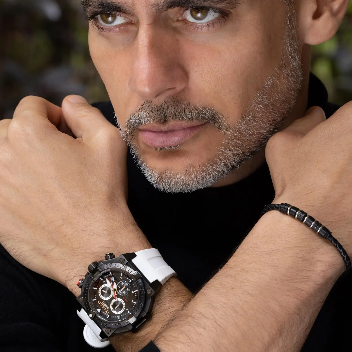MULCO Watches for Men - Buzo, Stainless Steel Case with Wrist Silicone Band or Stainless Steel Strap, Quartz Chronograph Movement, Large Face Analog Display, 100m - Waterproof