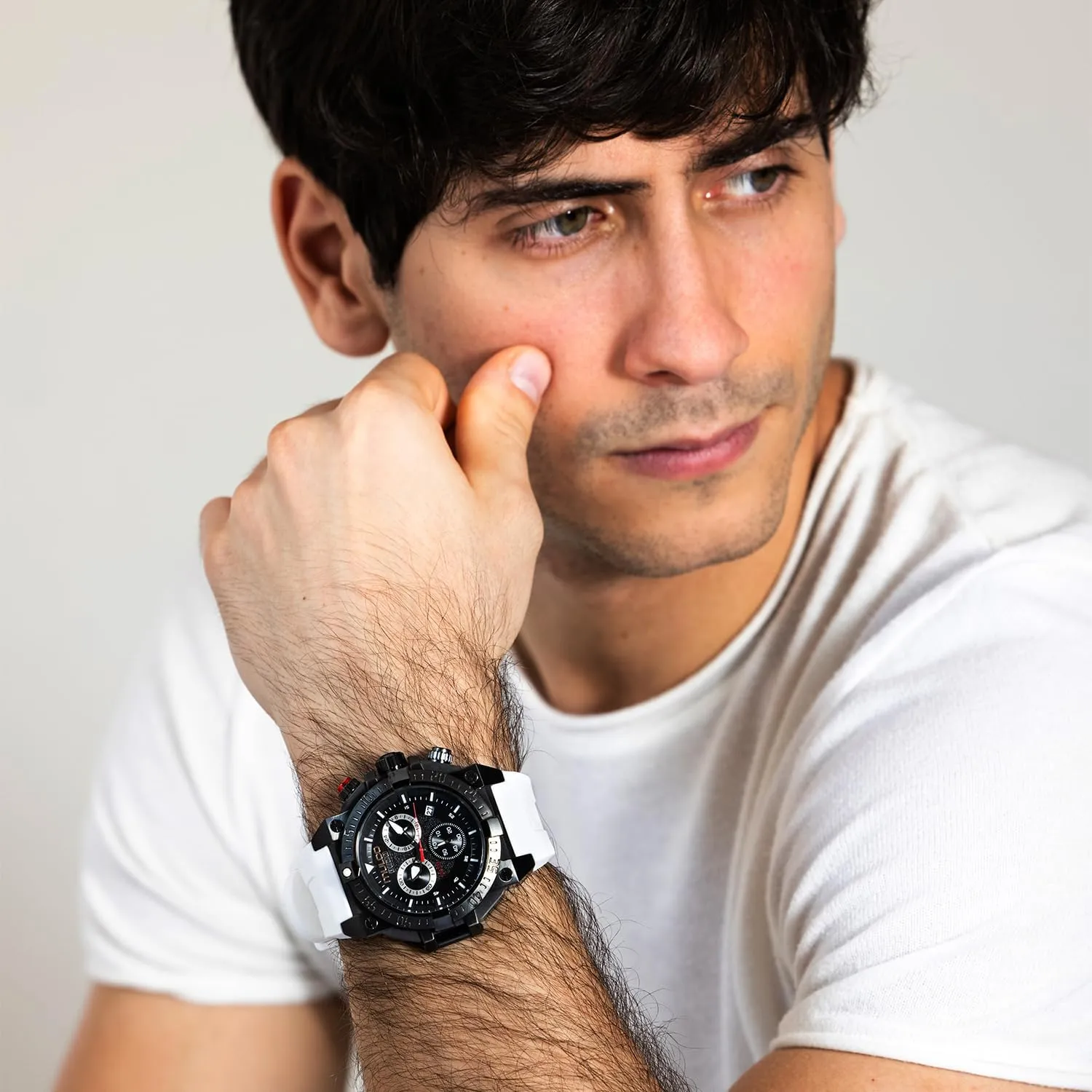 MULCO Watches for Men - Buzo, Stainless Steel Case with Wrist Silicone Band or Stainless Steel Strap, Quartz Chronograph Movement, Large Face Analog Display, 100m - Waterproof