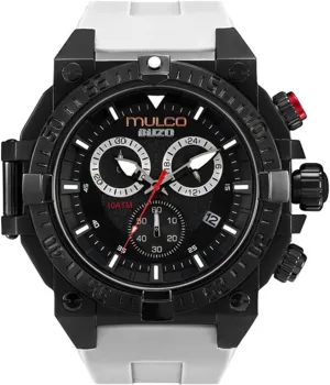 MULCO Watches for Men - Buzo, Stainless Steel Case with Wrist Silicone Band or Stainless Steel Strap, Quartz Chronograph Movement, Large Face Analog Display, 100m - Waterproof