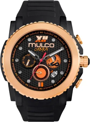 MULCO Watches for Men - Cobra, Stainless Steel Case with White Wrist Silicone Band, Quartz Multifunctional Movement, Large Face Premium Analog Display, 100m Water Resistant - Waterproof