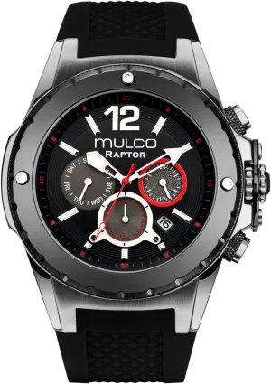 MULCO Watches for Men - Kripton, Silver Stainless Steel Case with Wrist Silicone Band, Quartz Multifunctional Day and Date Movement, Large Face Analog Display - Rose Gold Accents, 100m- Waterproof