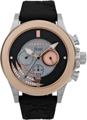 MULCO Watches for Women - Frost, Stainless Steel Case with Wrist Silicone Band, Quartz Multifunctional Movement, Large Face Analog Display, Crystals Stones,100m -Waterproof