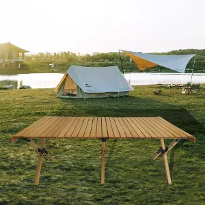 Multi-Function Wooden Foldable Portable Patio Dining Table, Natural Indoor and Outdoor Universal,Natural