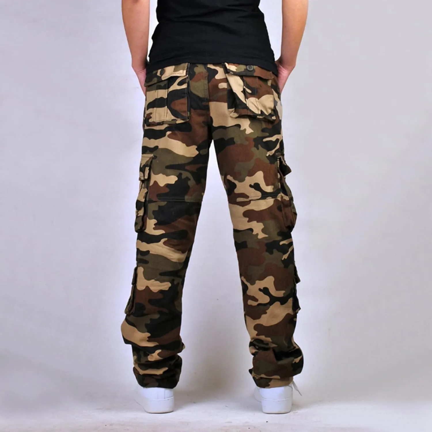 Muscularfit Camo Cargo Pants for Men 2023 Big and Tall Multi Pockets Loose Straight Sweatpants Outdoor Fashion Athletic Pants