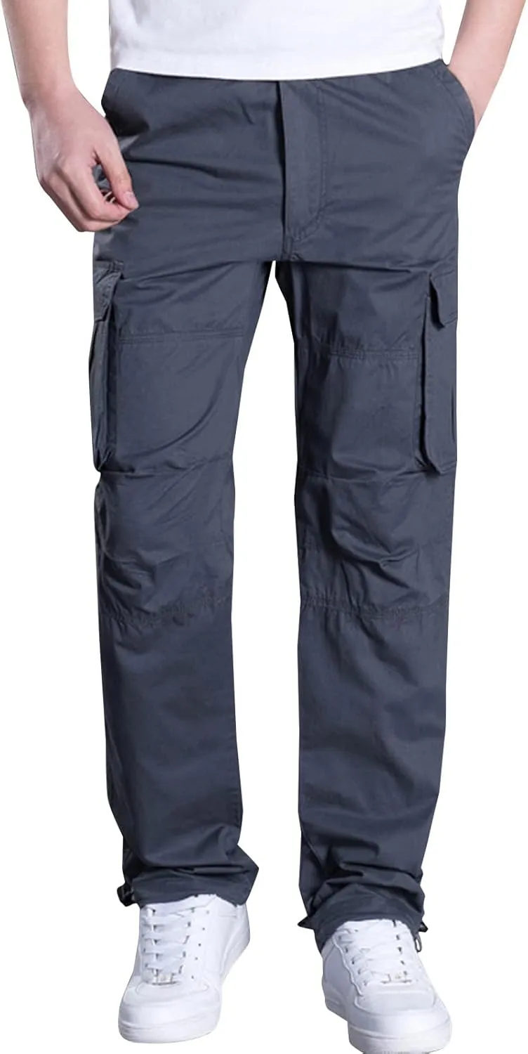 Muscularfit Men's Pants Stretch Relaxed Fit Joggers Athletic Cargo Pant Casual Loose Straight Sweatpants with Pockets Trouser