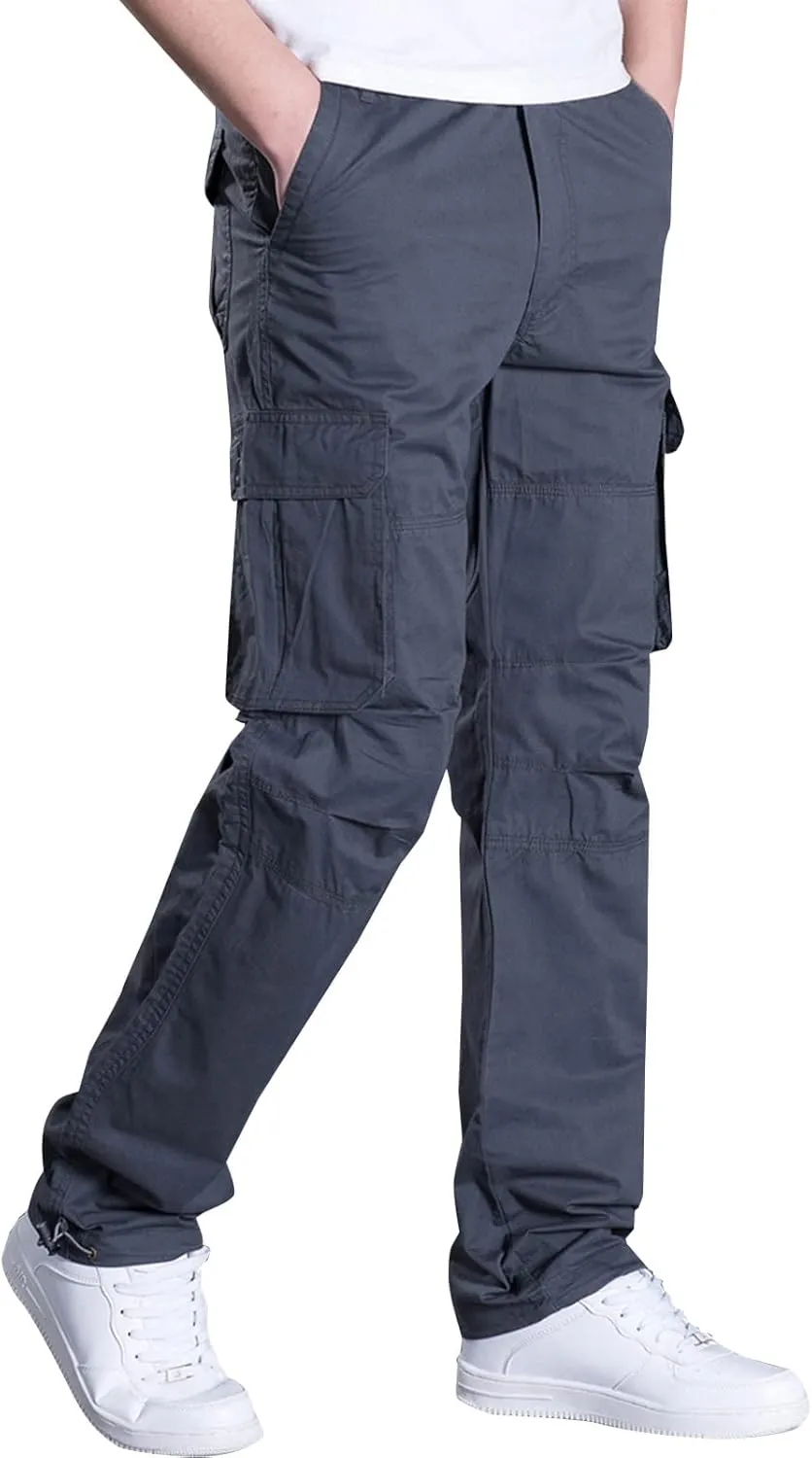 Muscularfit Men's Pants Stretch Relaxed Fit Joggers Athletic Cargo Pant Casual Loose Straight Sweatpants with Pockets Trouser