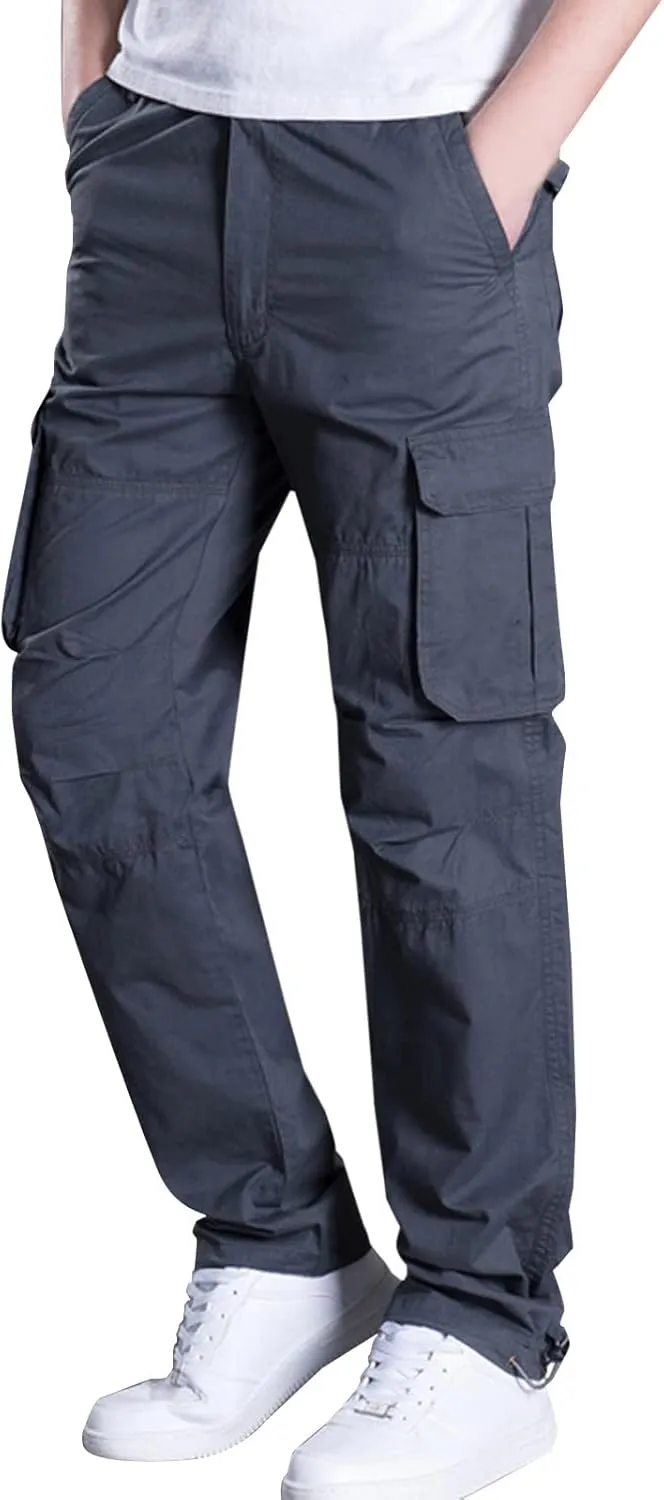 Muscularfit Men's Pants Stretch Relaxed Fit Joggers Athletic Cargo Pant Casual Loose Straight Sweatpants with Pockets Trouser