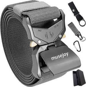 MUSEJOY Tactical Belts For Men, 1.5" Nylon Web Work Belt with Heavy Duty Quick Release Tactical Belt