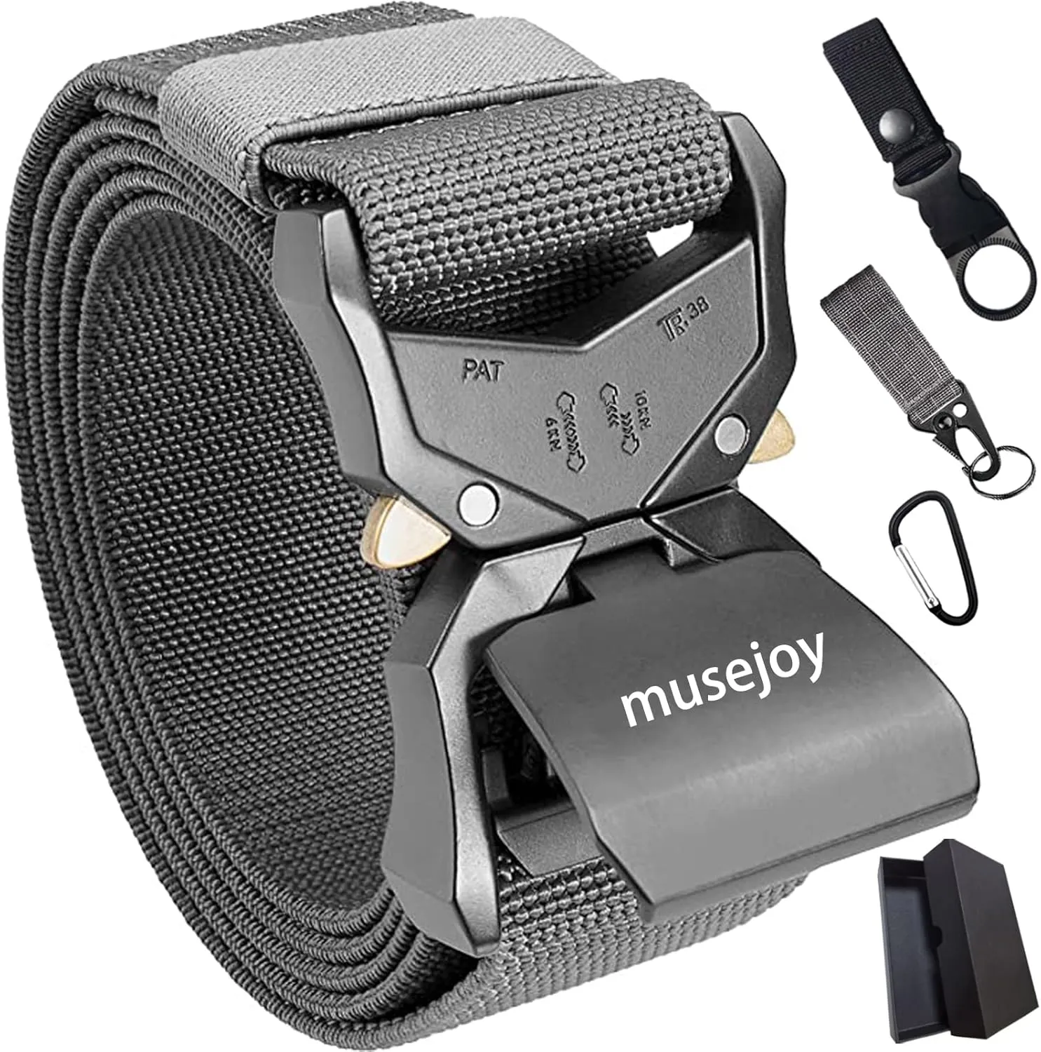 MUSEJOY Tactical Belts For Men, 1.5" Nylon Web Work Belt with Heavy Duty Quick Release Tactical Belt