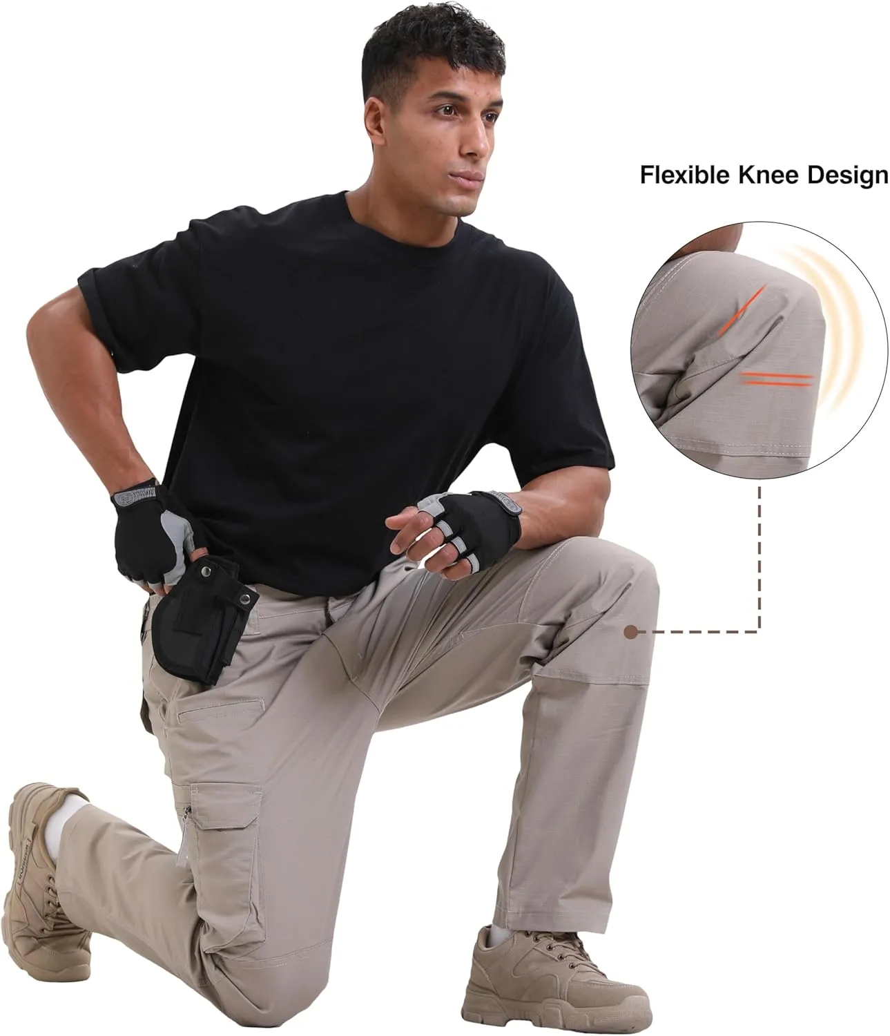 NATUVENIX Ripstop Men's Tactical Pants，Stretch Cargo Work Pants for Men Water Resistant Hiking Military Pants Relaxed Fit