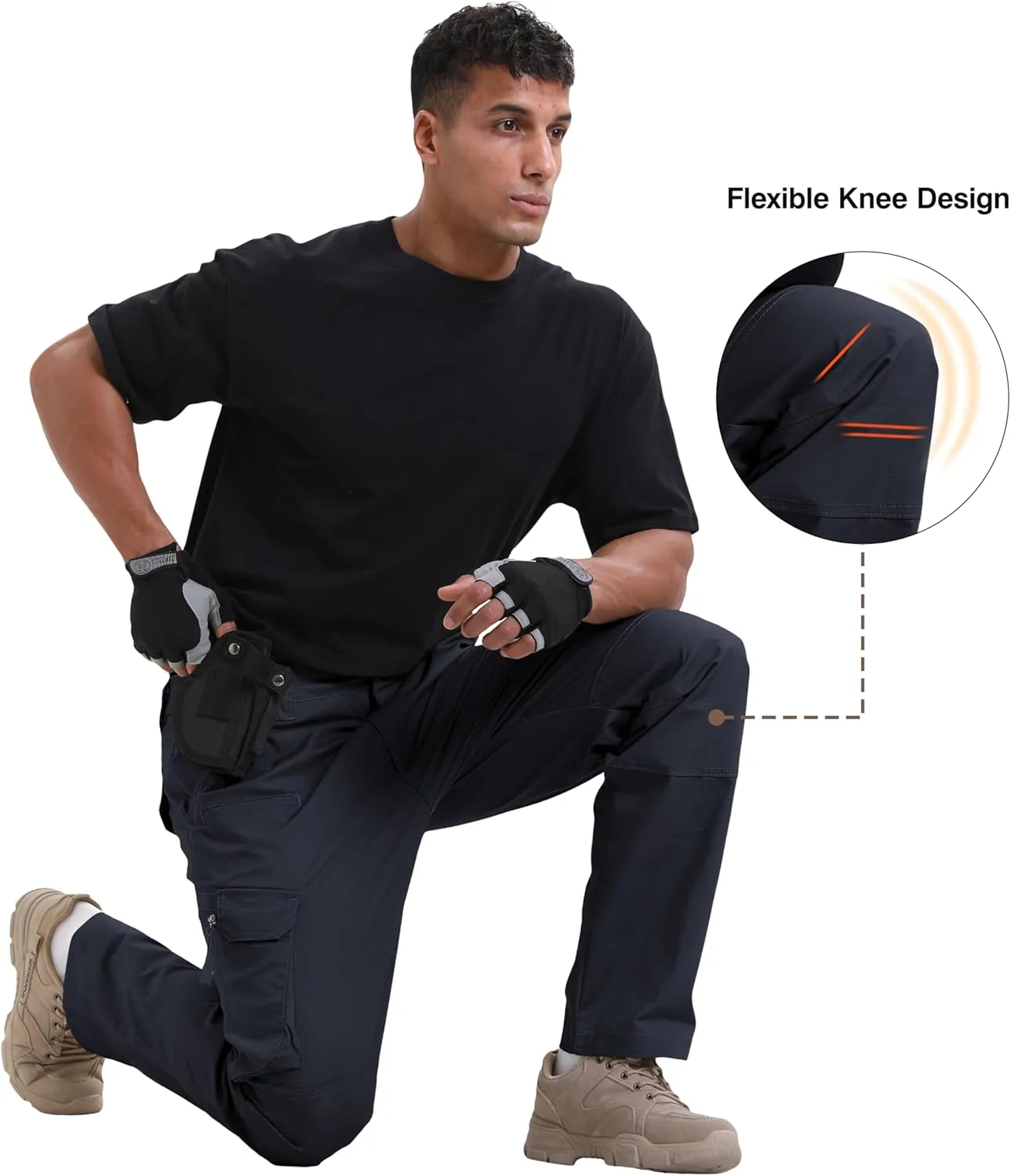 NATUVENIX Ripstop Men's Tactical Pants，Stretch Cargo Work Pants for Men Water Resistant Hiking Military Pants Relaxed Fit
