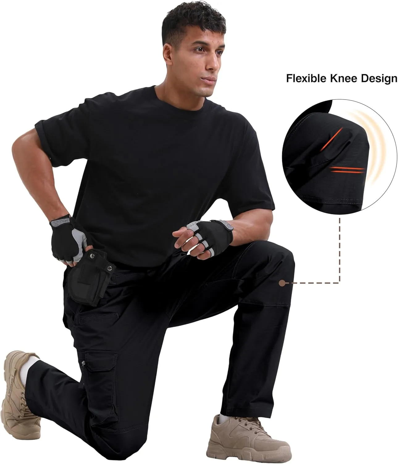 NATUVENIX Ripstop Men's Tactical Pants，Stretch Cargo Work Pants for Men Water Resistant Hiking Military Pants Relaxed Fit
