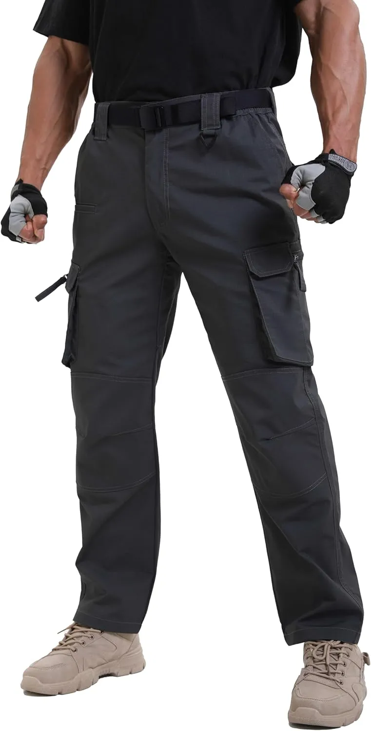 NATUVENIX Ripstop Men's Tactical Pants，Stretch Cargo Work Pants for Men Water Resistant Hiking Military Pants Relaxed Fit