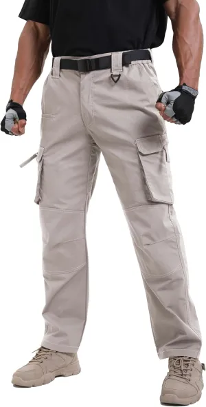 NATUVENIX Ripstop Men's Tactical Pants，Stretch Cargo Work Pants for Men Water Resistant Hiking Military Pants Relaxed Fit