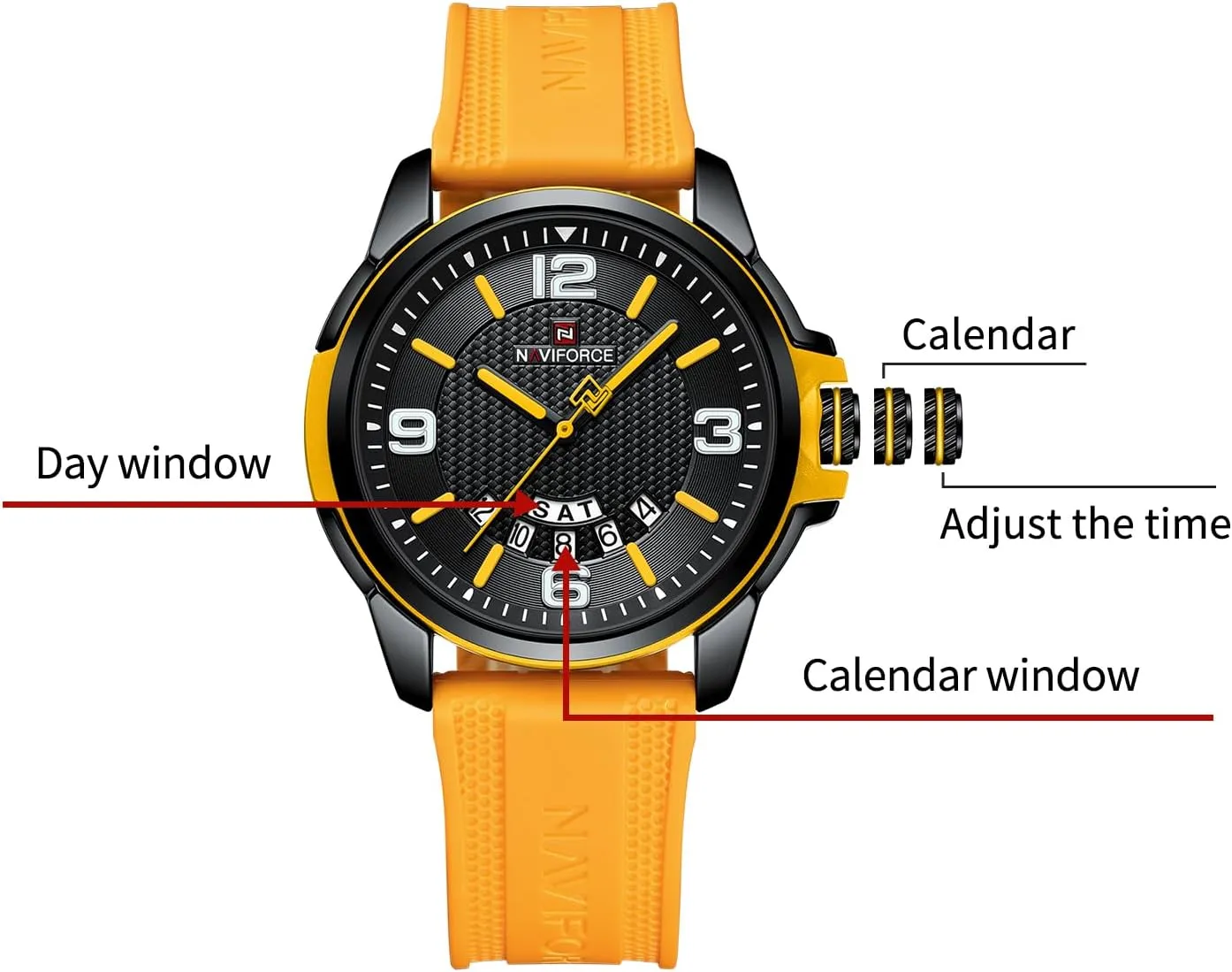 NAVIFORCE Waterproof Watch for Men Women, Analog Auto Date Military Sports Unisex Wristwatch,Silicone Strap