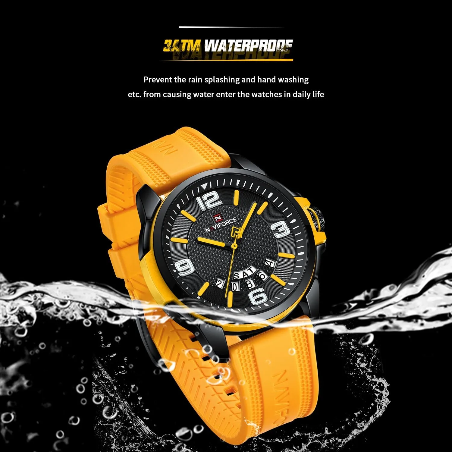 NAVIFORCE Waterproof Watch for Men Women, Analog Auto Date Military Sports Unisex Wristwatch,Silicone Strap