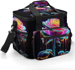 Neon Rose Colorful 22.5L Insulated Camping Coolers Bag Valentine's Day Large Leakproof Ice Chest for Beach Travel Picnic