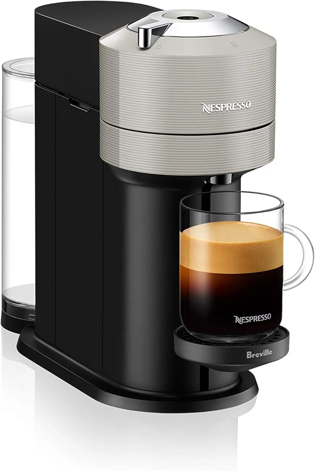 Nespresso Vertuo Next Coffee and Espresso Maker by Breville, with Aeroccino Milk Frother, Light Grey