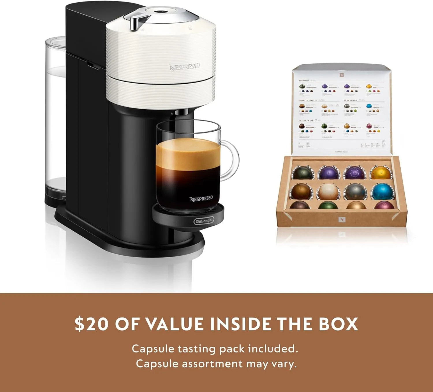 Nespresso Vertuo Next Coffee and Espresso Maker by De'Longhi, White