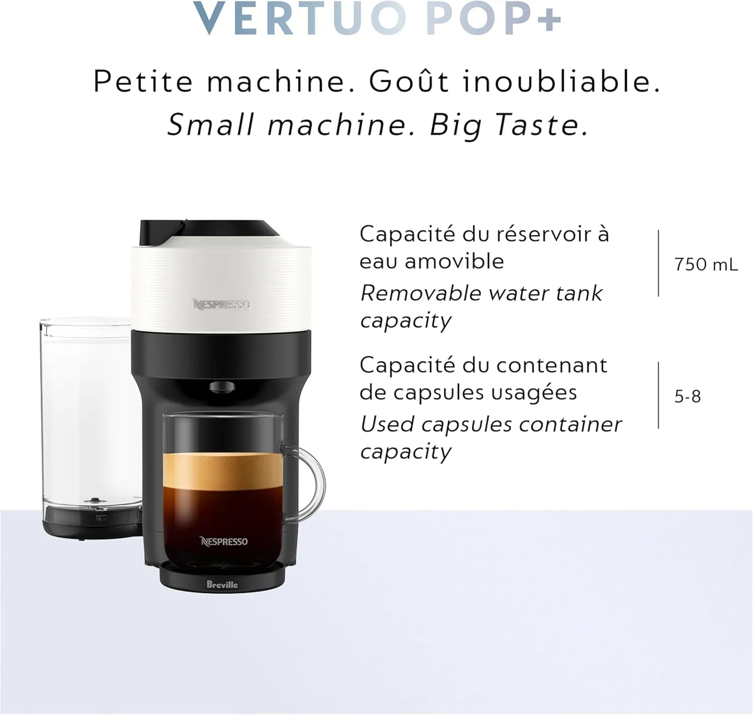 Nespresso Vertuo Pop  Coffee and Espresso Maker by Breville, Coconut White
