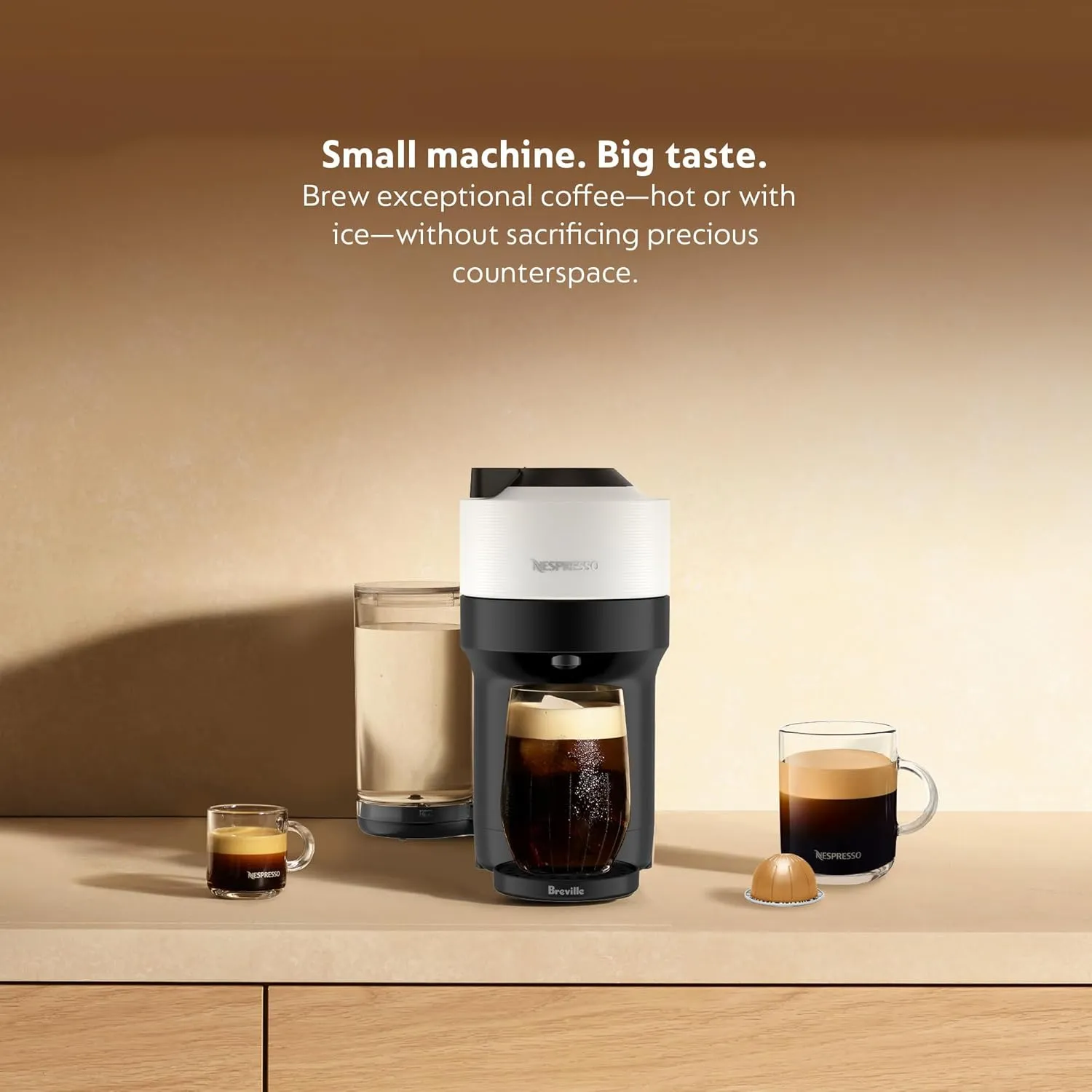 Nespresso Vertuo Pop  Coffee and Espresso Maker by Breville with Milk Frother, Coconut White