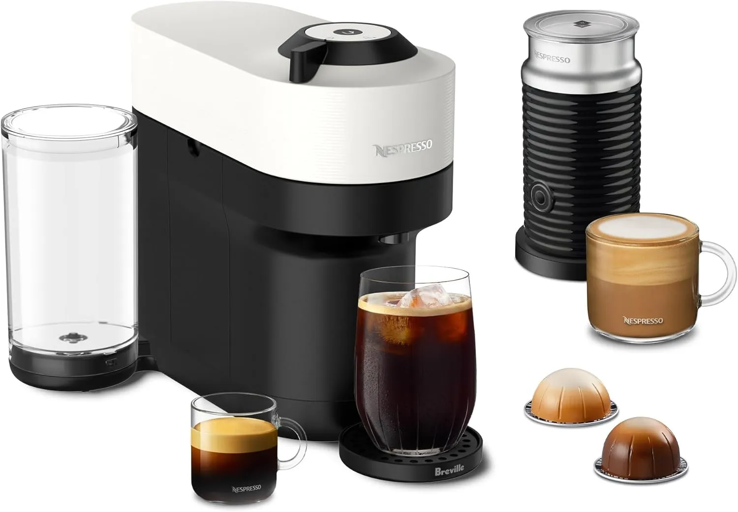 Nespresso Vertuo Pop  Coffee and Espresso Maker by Breville with Milk Frother, Coconut White