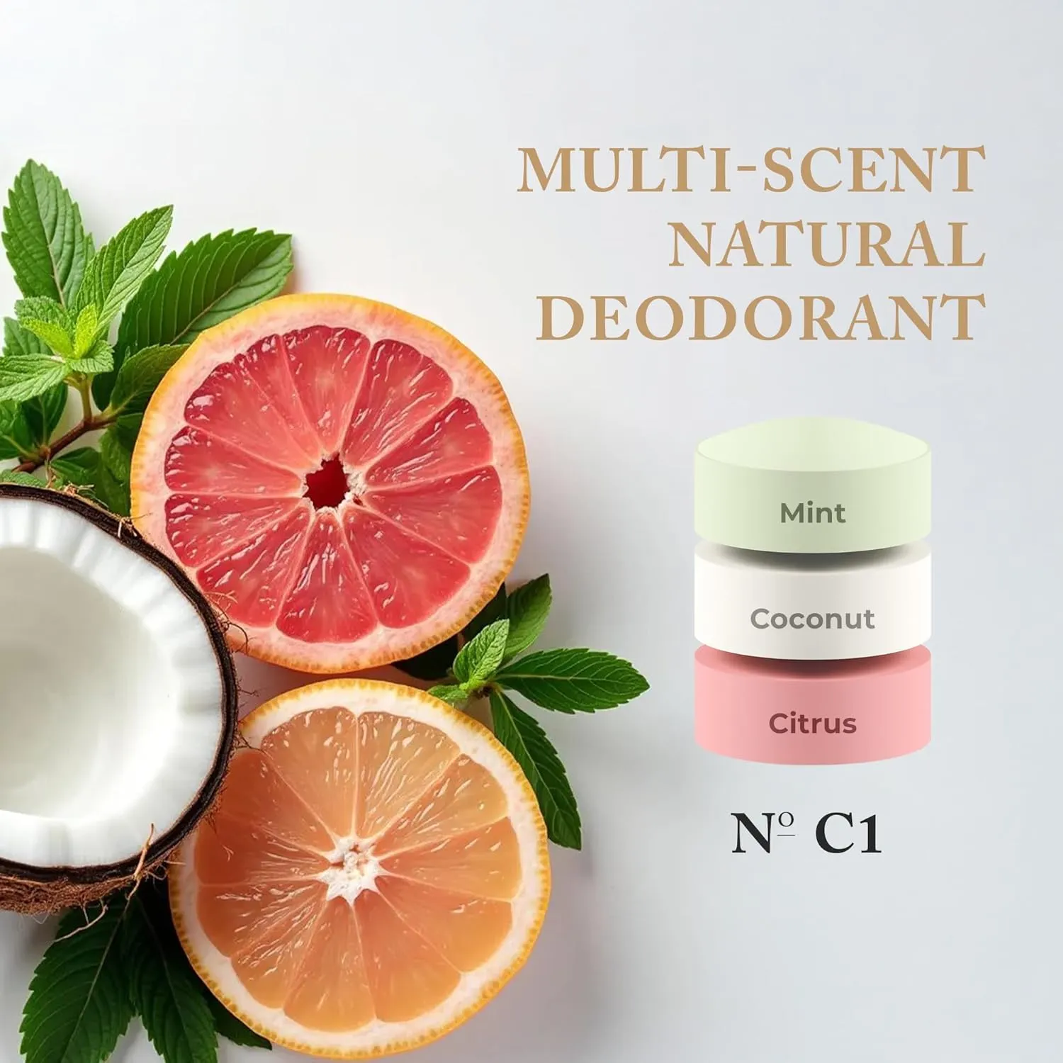 Nevo Multi Scent Deodorant Stick With Layers | Aluminum Free Deodorant for Women & Men | All Natural, Organic, Vegan, Non Toxic | Coconut Oil & Shea Butter | Nº C1 Mint - Coconut - Citrus 2.65 oz