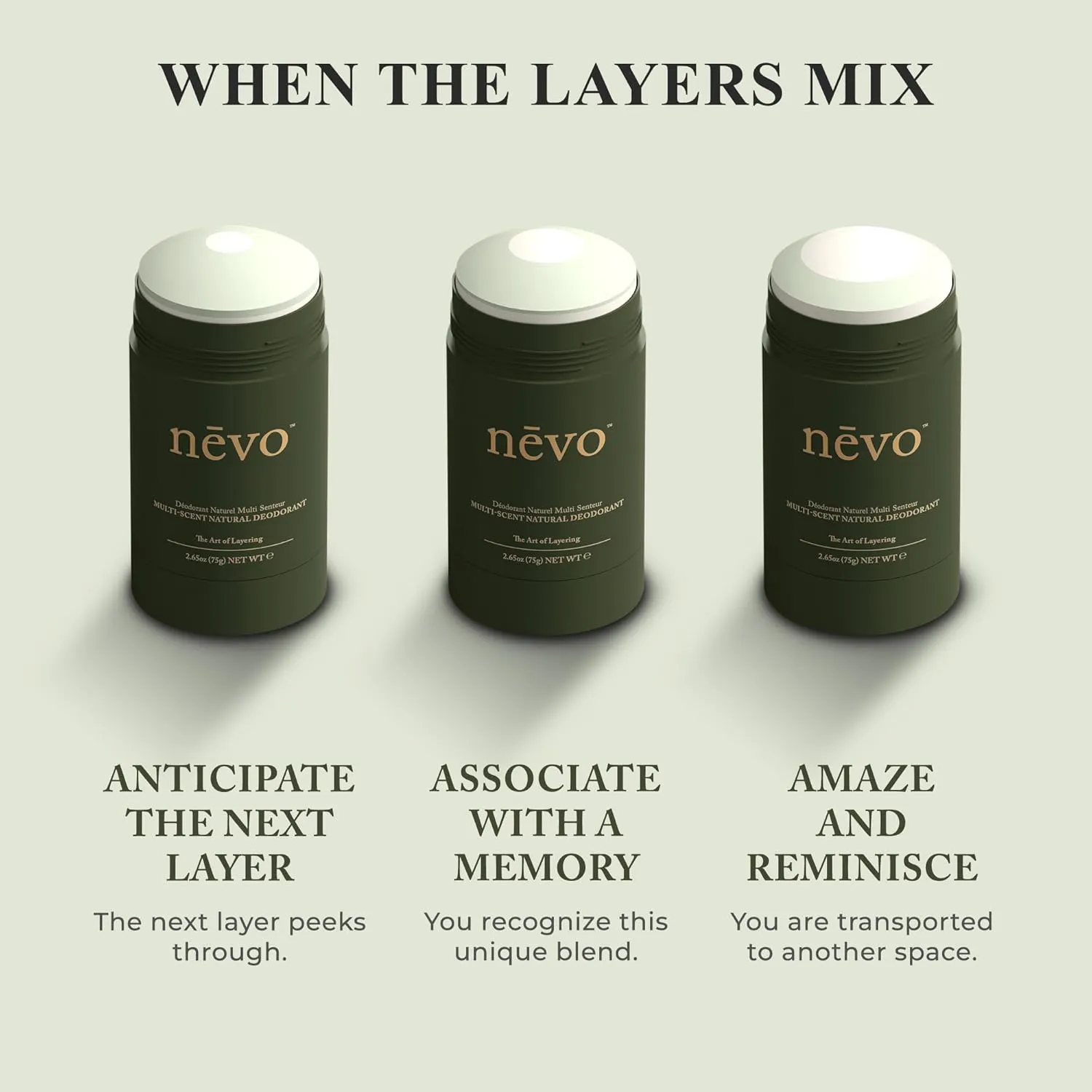 Nevo Multi Scent Deodorant Stick With Layers | Aluminum Free Deodorant for Women & Men | All Natural, Organic, Vegan, Non Toxic | Coconut Oil & Shea Butter | Nº C1 Mint - Coconut - Citrus 2.65 oz