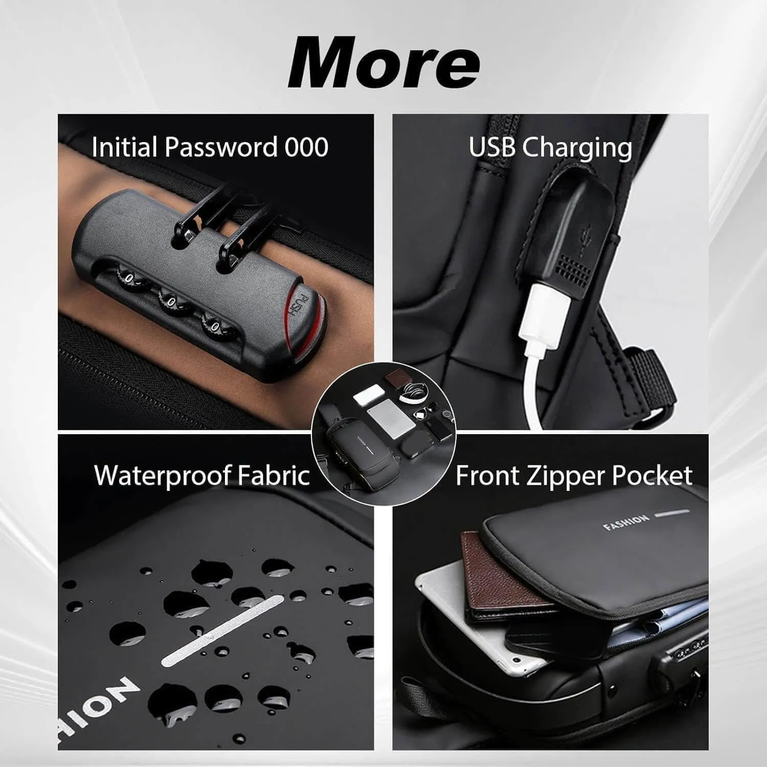 New Carbon Fiber Streamline Anti-Theft Sling Bag, Carbon Fiber Sling Bag, USB Charging Waterproof Crossbody Backpack (Black)