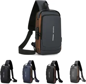New Carbon Fiber Streamline Anti-Theft Sling Bag, Carbon Fiber Sling Bag, USB Charging Waterproof Crossbody Backpack (Gray)